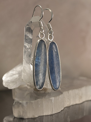 Blue Kyanite Earrings in Sterling Silver